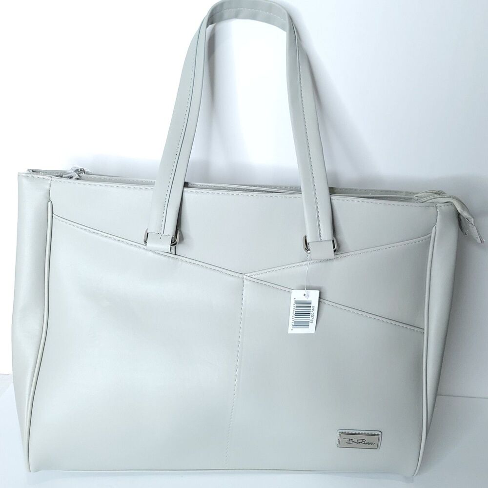 Bella Russo Laptop Extra Large Tote Bag Brand New Light Grey Purse Hearts